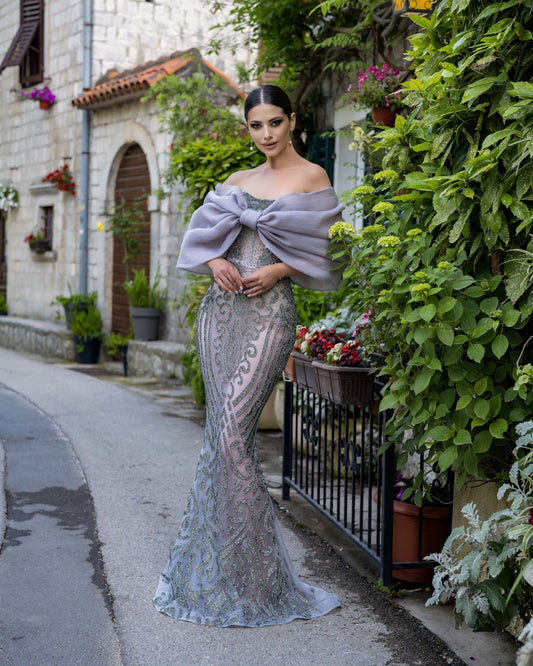 GreyLong DressLuxoriousWomen - Blini Fashion House