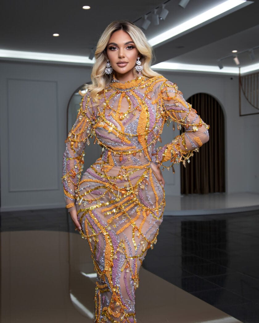 High NeckLong DressLong SleevesWomen - Blini Fashion House