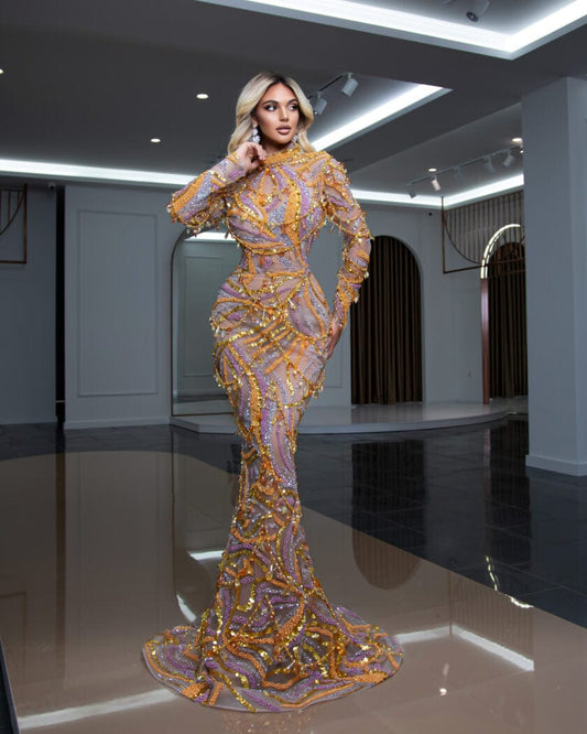 High NeckLong DressLong SleevesWomen - Blini Fashion House