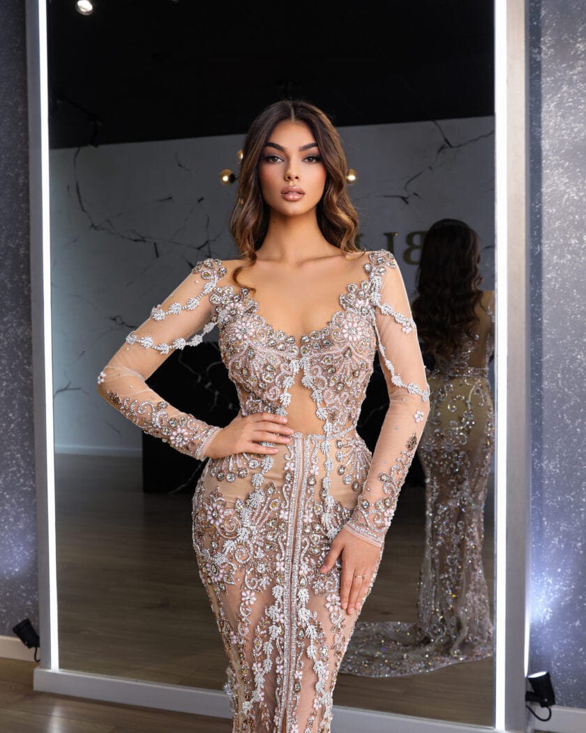 Deep SlitLong DressLong SleevesWomen - Blini Fashion House