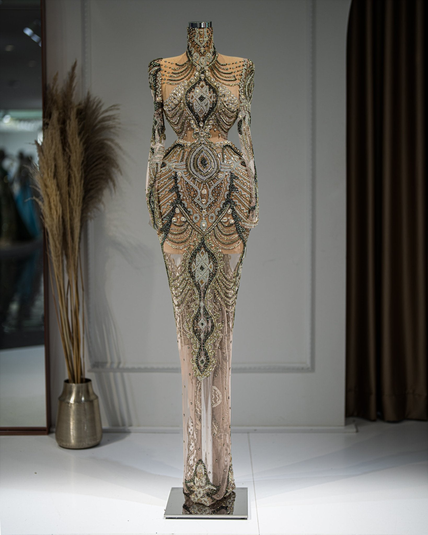 BeadsCrystalsHigh NeckWomen - Blini Fashion House