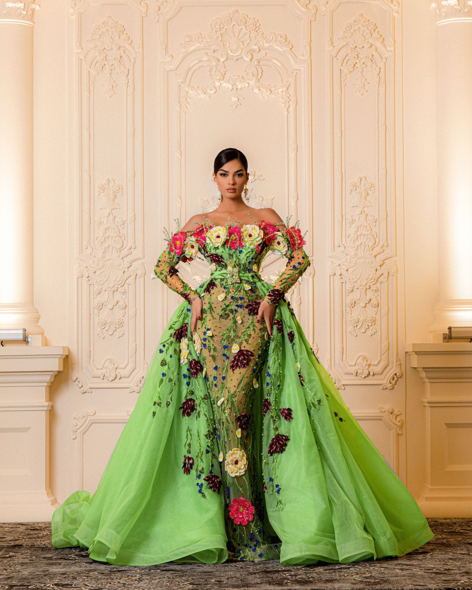 CrystalsFlowersGreenWomen - Blini Fashion House