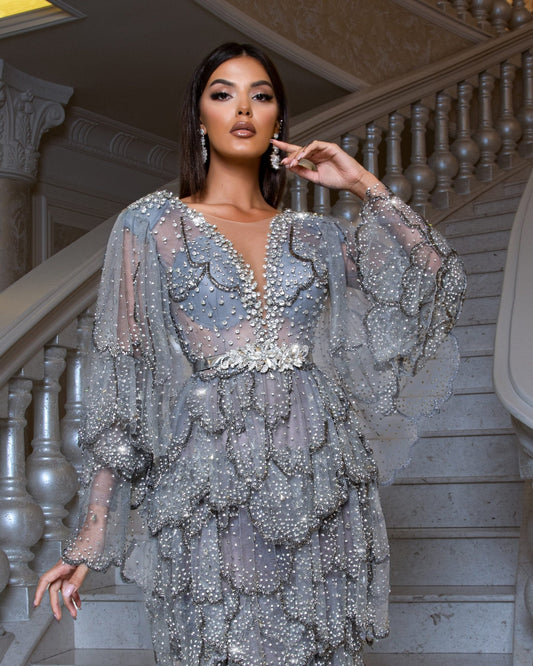 GreyLong DressLuxoriousWomen - Blini Fashion House