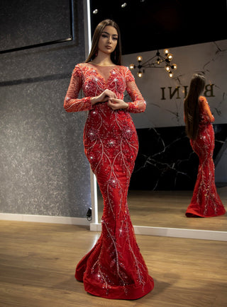 BeadsCrystalsLong DressWomen - Blini Fashion House