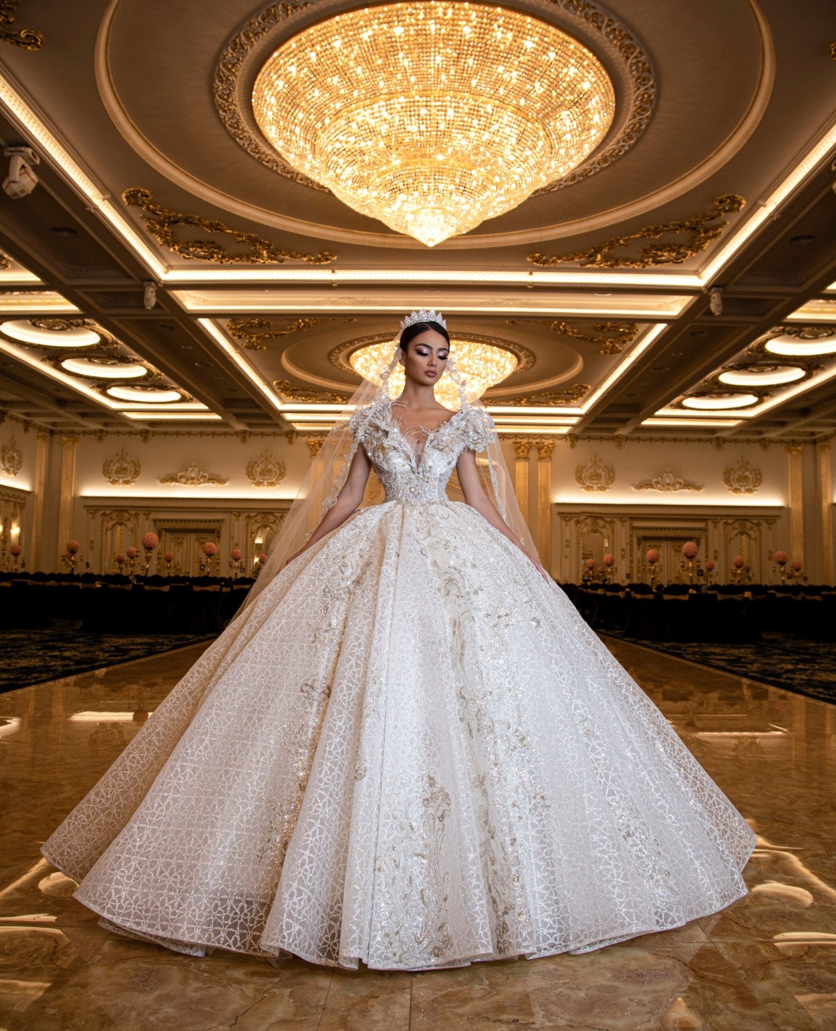 BridalDeep V NecklineLong DressWomen - Blini Fashion House