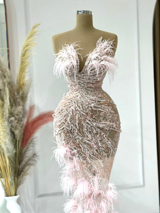 FeathersGownLong DressWomen - Blini Fashion House