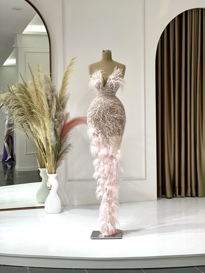 FeathersGownLong DressWomen - Blini Fashion House