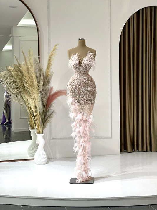 FeathersGownLong DressWomen - Blini Fashion House