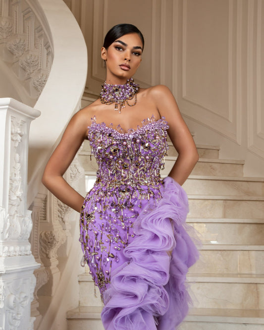 CrystalsDeep SlitLayered TulleWomen - Blini Fashion House