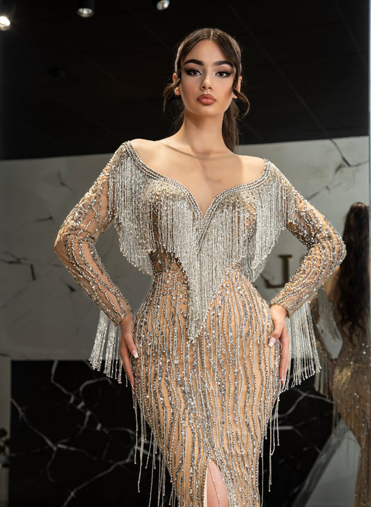 Deep SlitDeep V NecklineLong DressWomen - Blini Fashion House