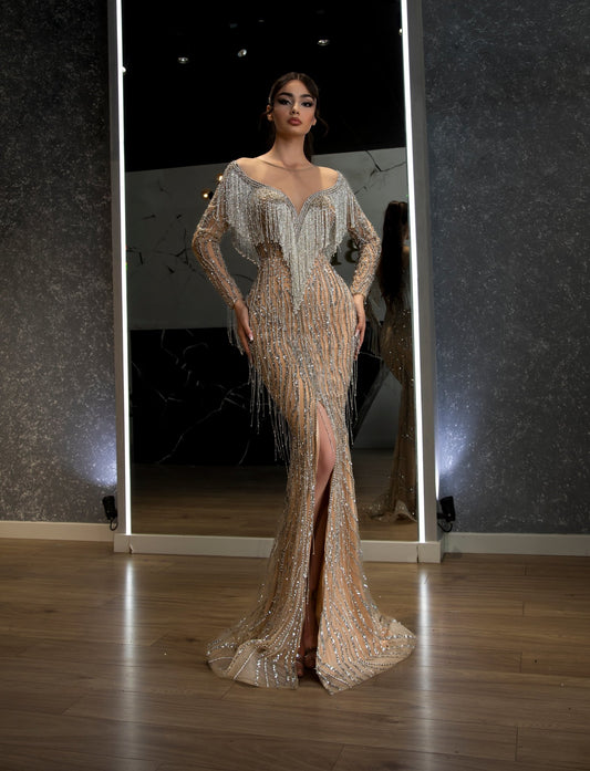 Deep SlitDeep V NecklineLong DressWomen - Blini Fashion House