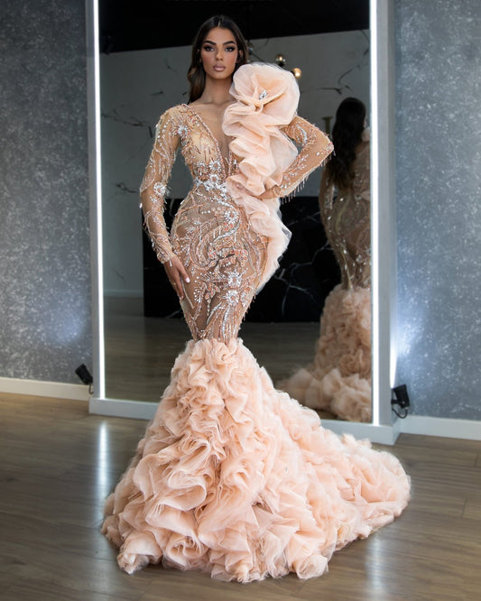 Layered TulleLong SleevesLuxoriousWomen - Blini Fashion House