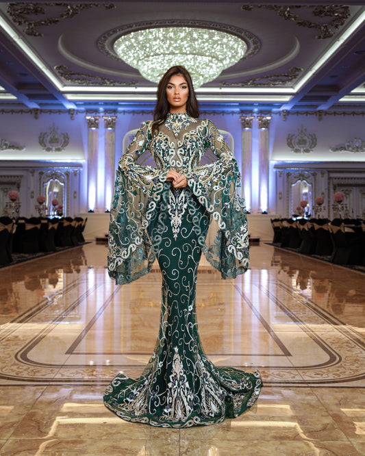 GreenHigh NeckLong DressWomen - Blini Fashion House