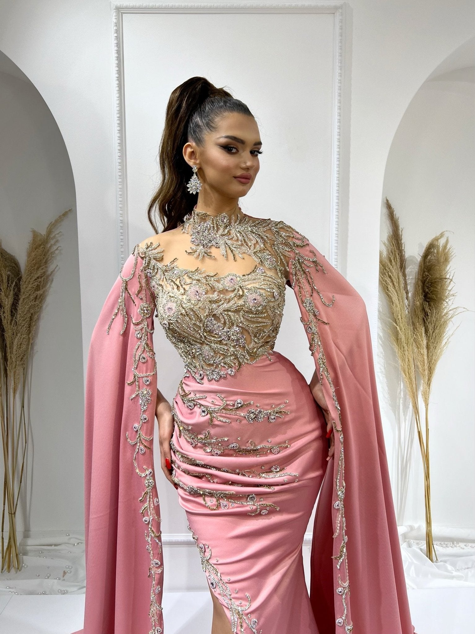 BeadsLong DressLong SleevesWomen - Blini Fashion House