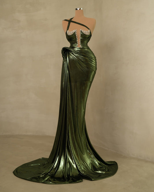 CrystalsCut in ChestLong DressWomen - Blini Fashion House