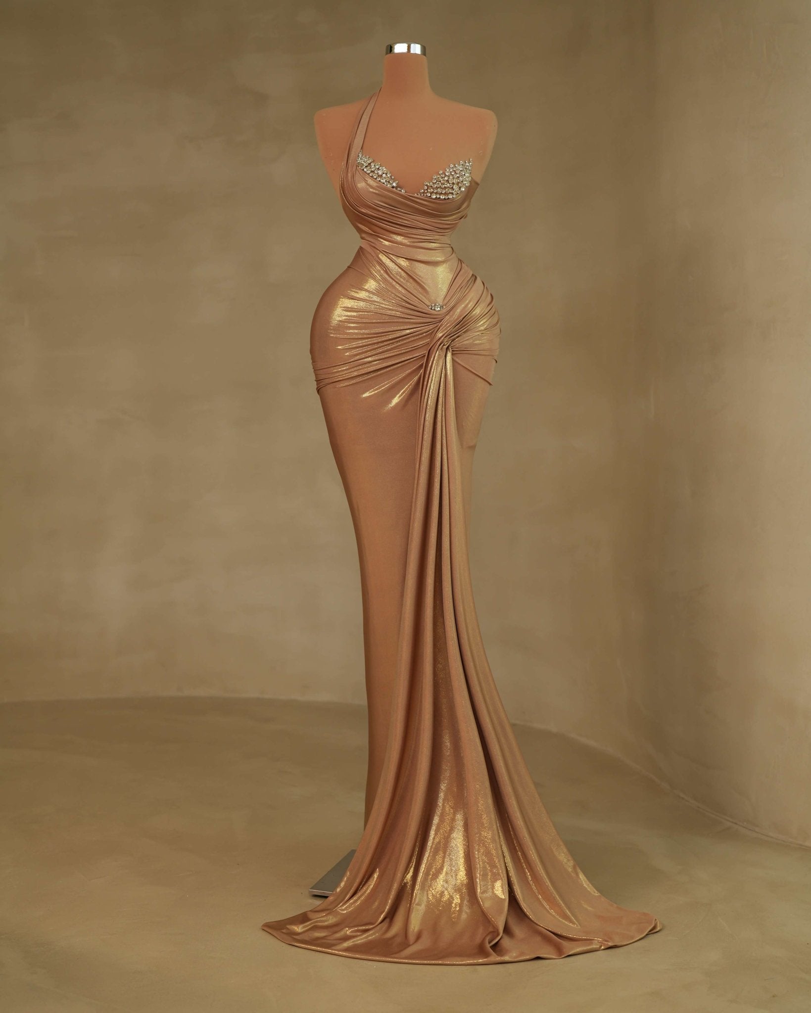 ChampagneCrystalsLong DressWomen - Blini Fashion House