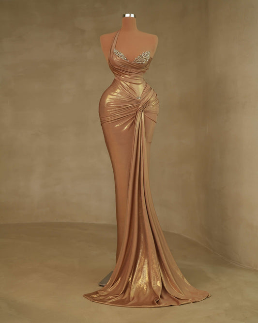 ChampagneCrystalsLong DressWomen - Blini Fashion House