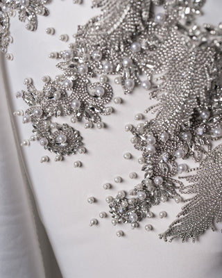 Wedding Gown Details with Pearls and Crystals