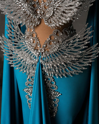 Close-up Detail of Crystals on Gown