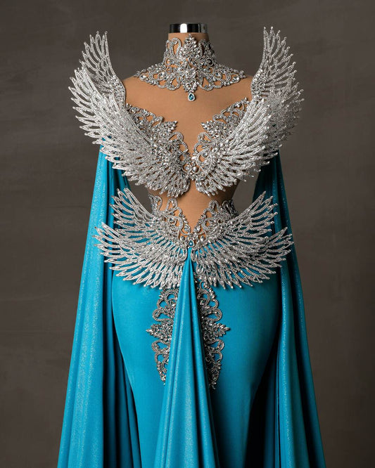 Light Blue Dress - Floor-length Shimmering Gown