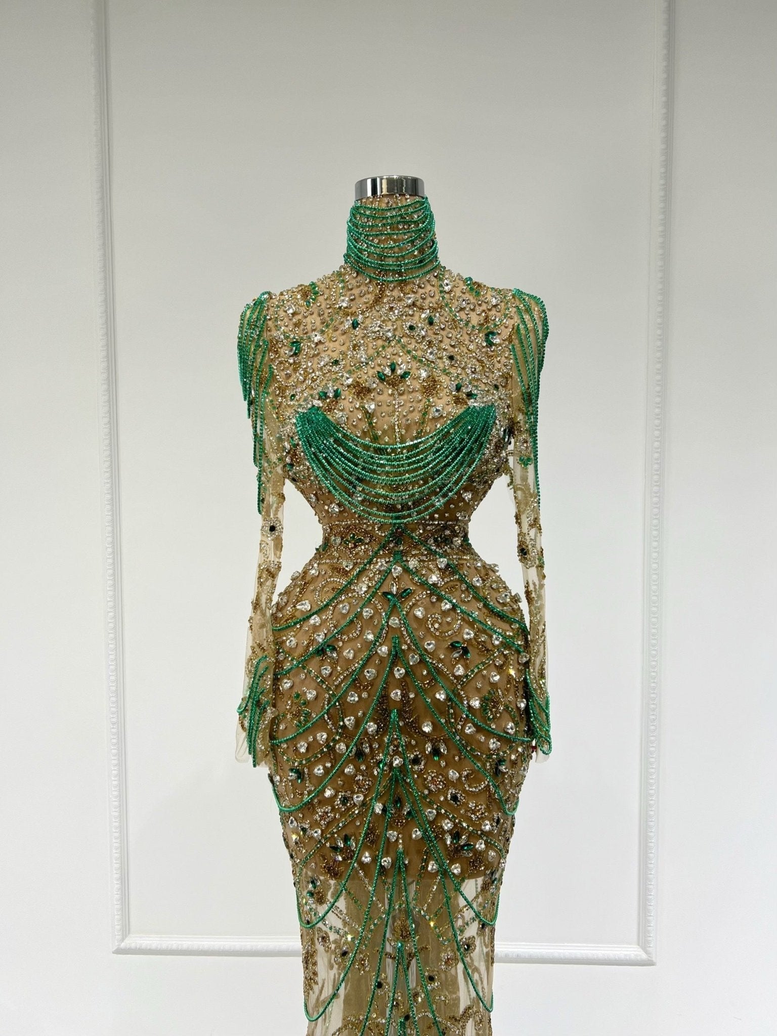 ChainCrystalsGreenWomen - Blini Fashion House