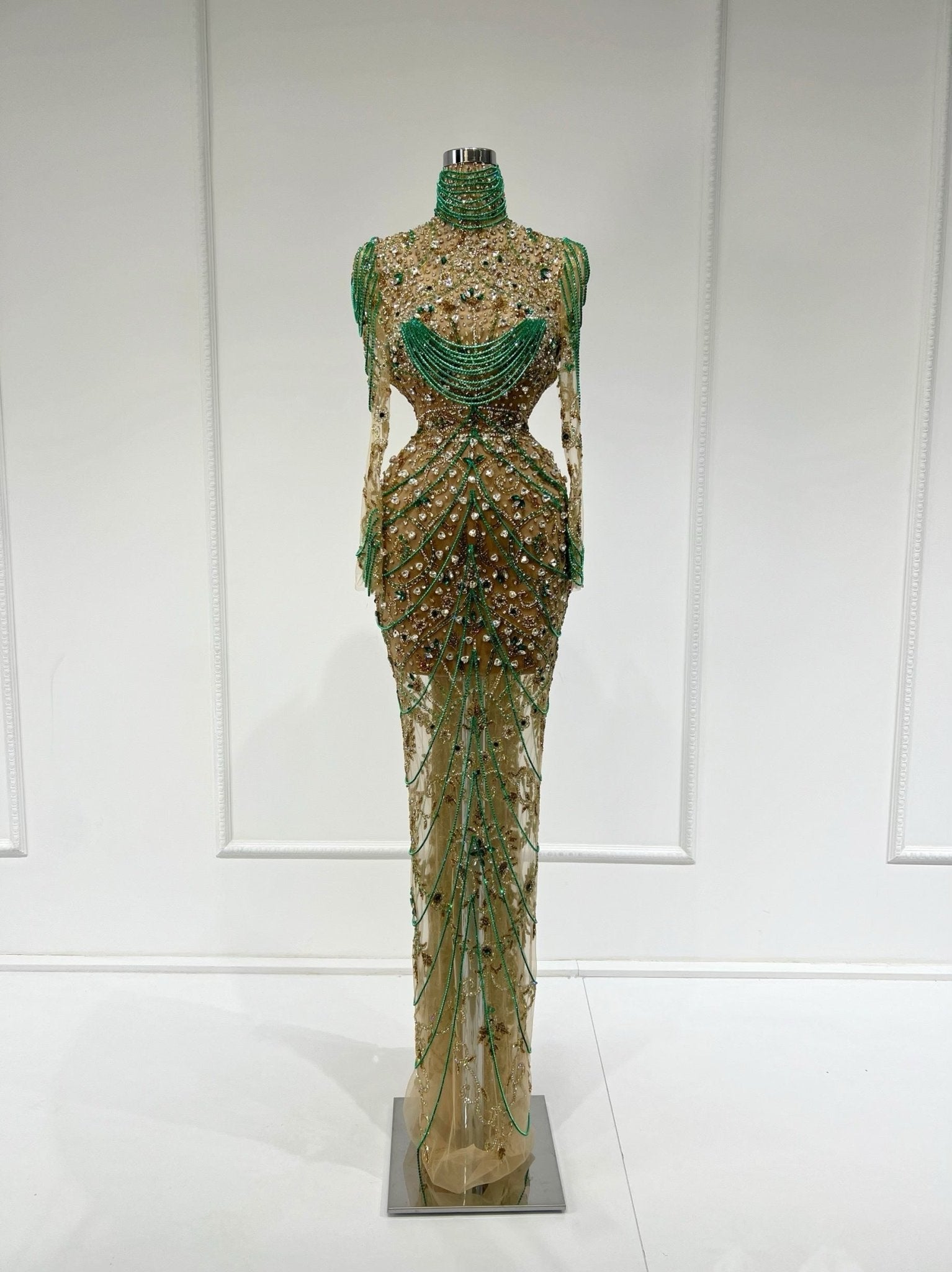 ChainCrystalsGreenWomen - Blini Fashion House