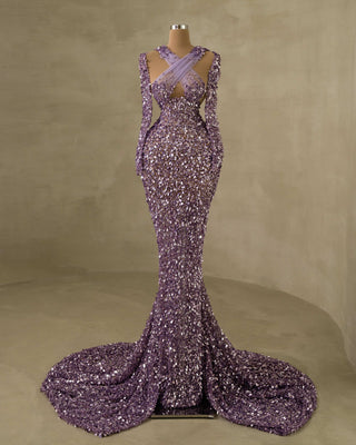 Light PurpleLong DressLong SleevesWomen - Blini Fashion House