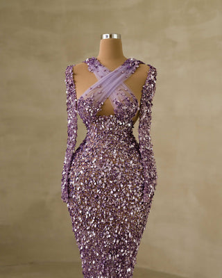 Light PurpleLong DressLong SleevesWomen - Blini Fashion House