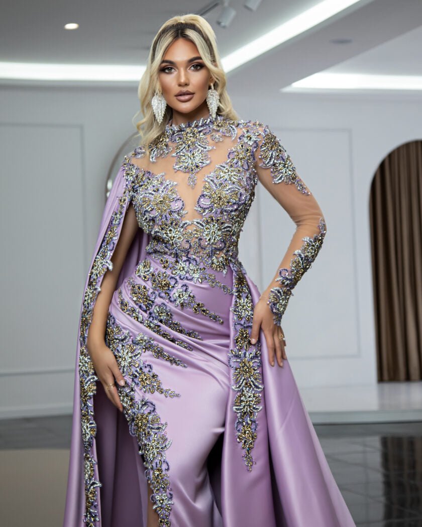 BeadsHigh NeckLong DressWomen - Blini Fashion House