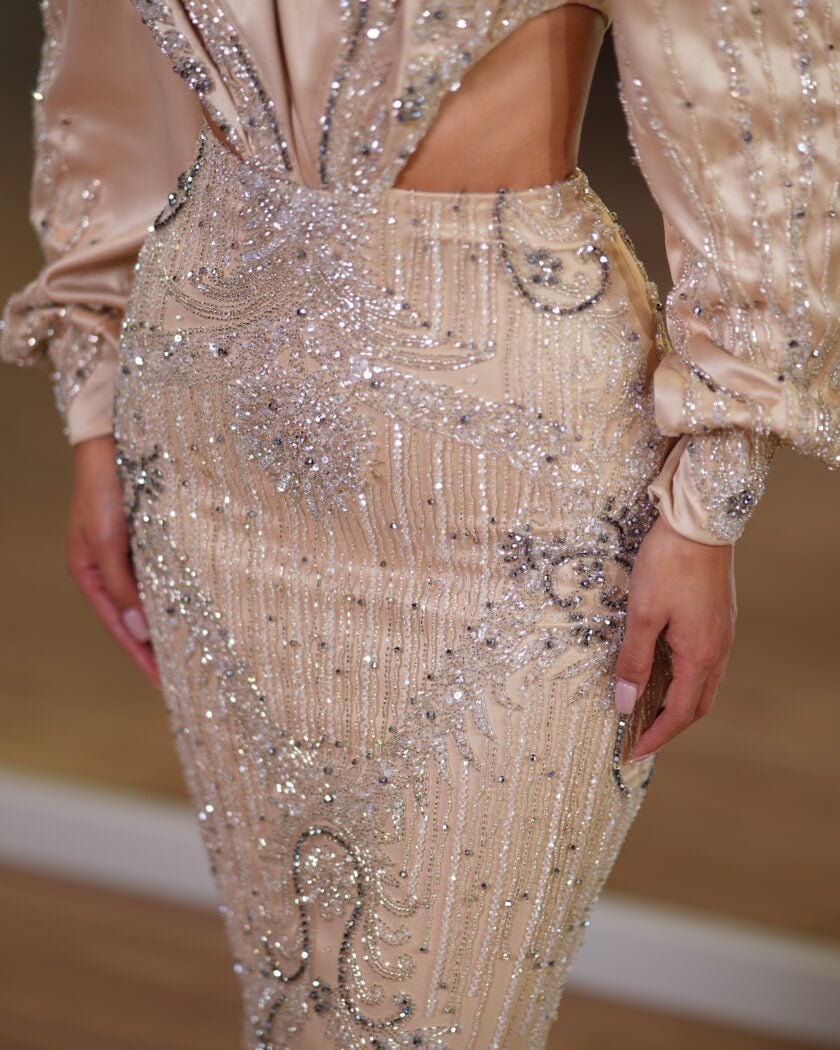 BeadsHigh NeckLong DressWomen - Blini Fashion House