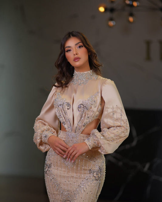 BeadsHigh NeckLong DressWomen - Blini Fashion House