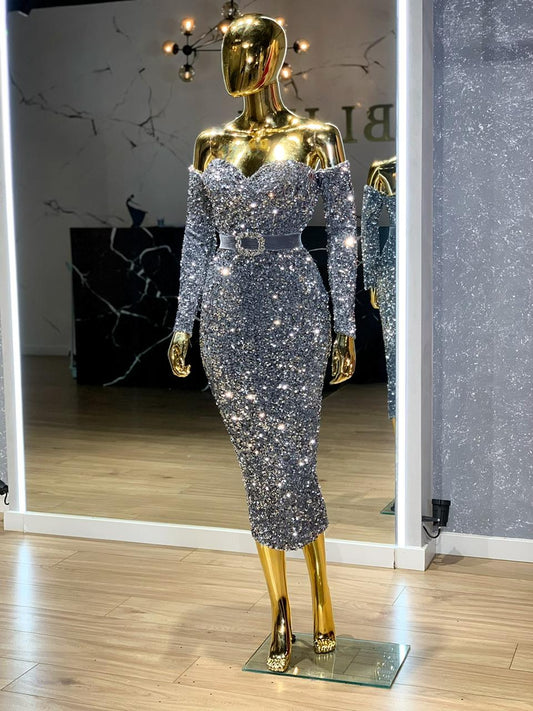 Long DressLuxuriousSequinsWomen - Blini Fashion House