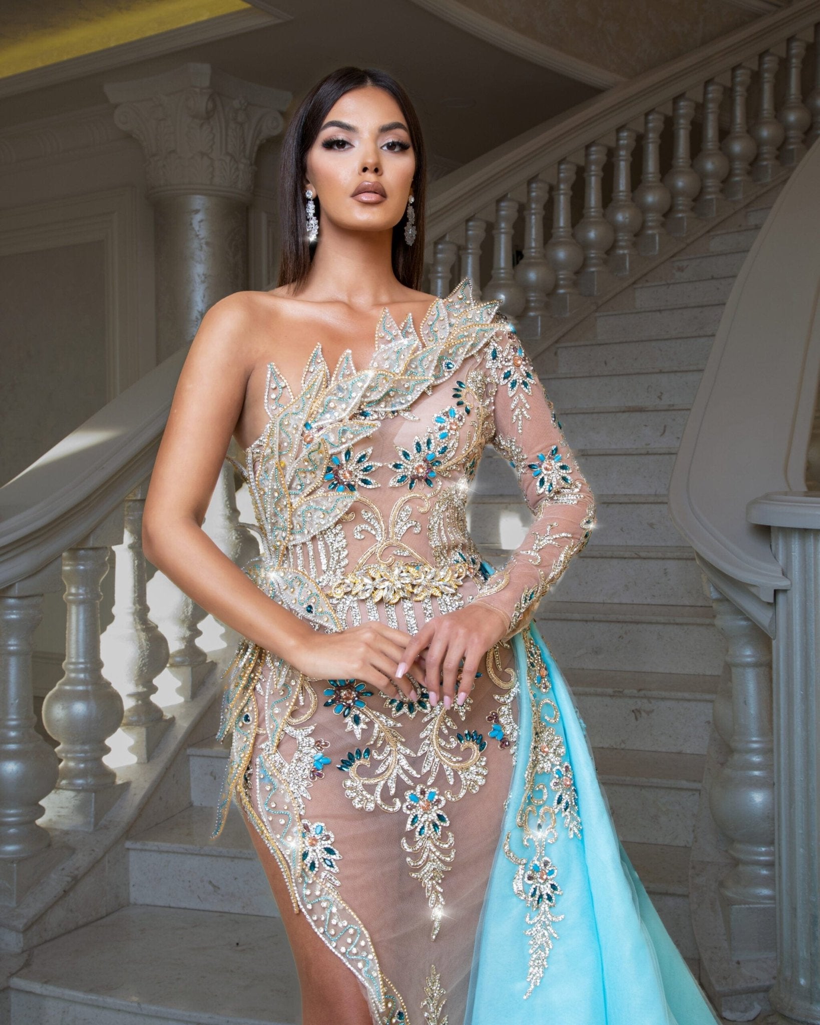 Deep SlitLong DressLuxoriousWomen - Blini Fashion House