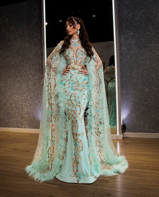 AquaFeathersHigh NeckWomen - Blini Fashion House