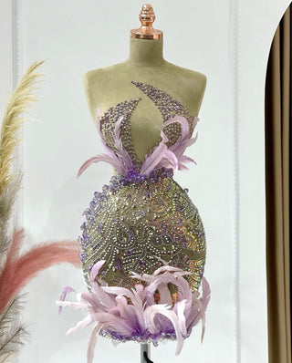 Cocktail DressFeathersLight PinkWomen - Blini Fashion House
