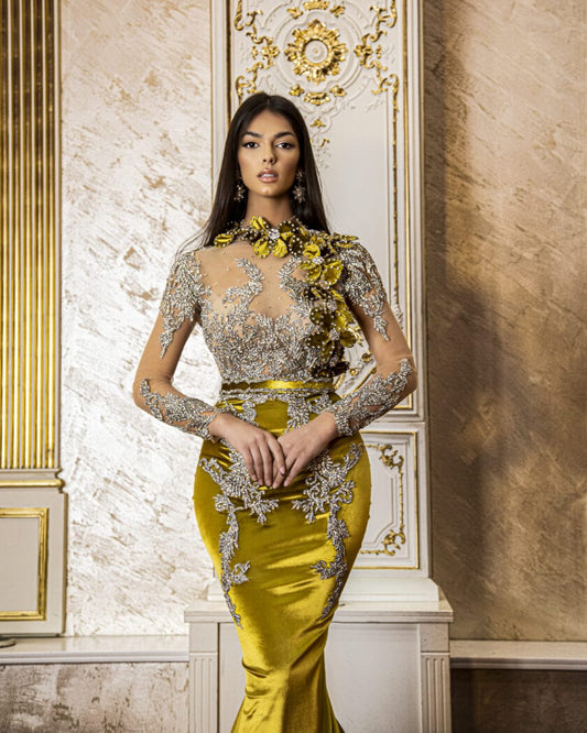 High NeckLong DressLong SleevesWomen - Blini Fashion House