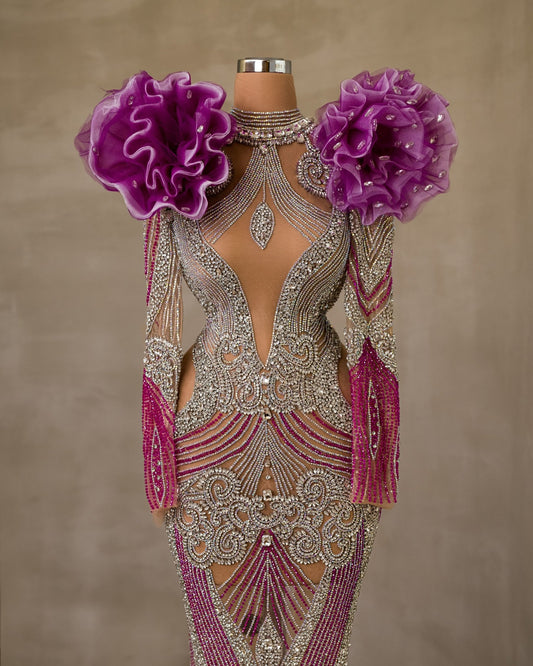 Chic Chest Cut-Out Dress with Sparkling Stone Embellishments