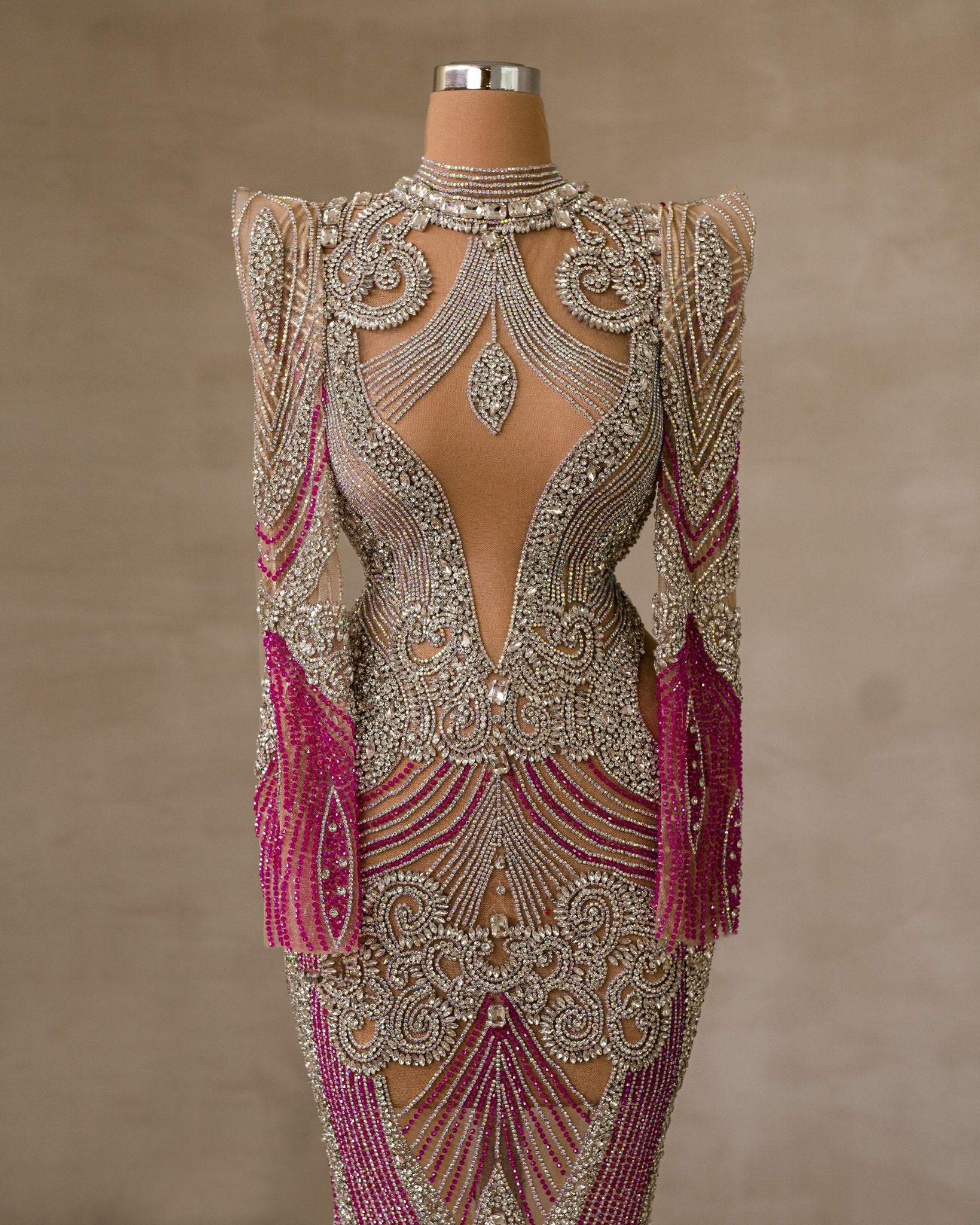 Chic Cut-Outs Dress with Sparkling Stone Embellishments