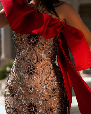 Chic Strapless Dress Enhanced by Exquisite Stone Accents
