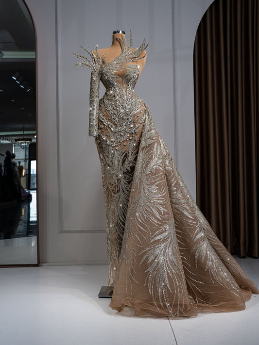 BeadsCrystalsLong DressWomen - Blini Fashion House