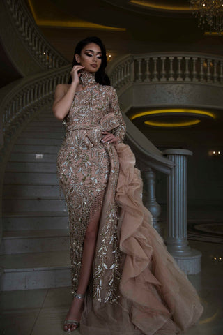 CrystalsDeep SlitGold DetailsWomen - Blini Fashion House