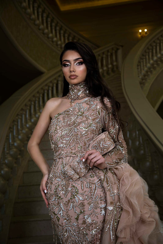 CrystalsDeep SlitGold DetailsWomen - Blini Fashion House