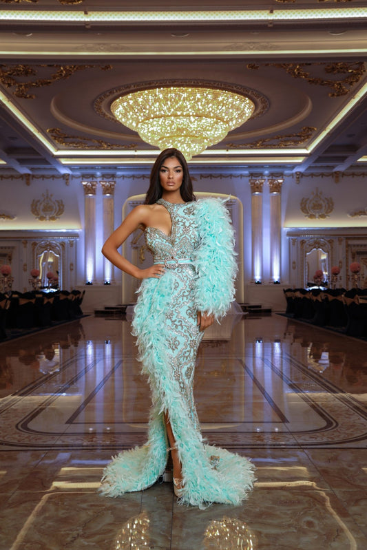 AquaDeep SlitFeathersWomen - Blini Fashion House