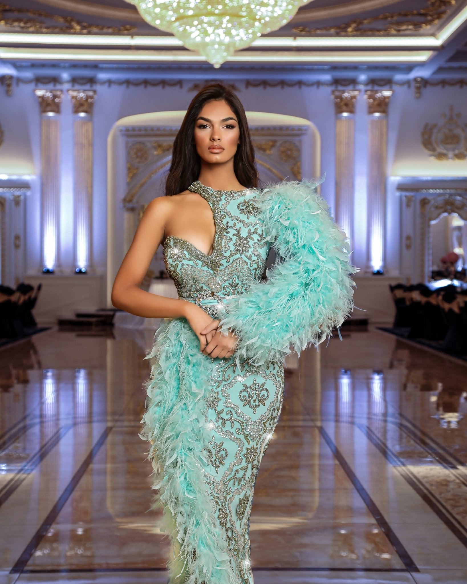 AquaDeep SlitFeathersWomen - Blini Fashion House