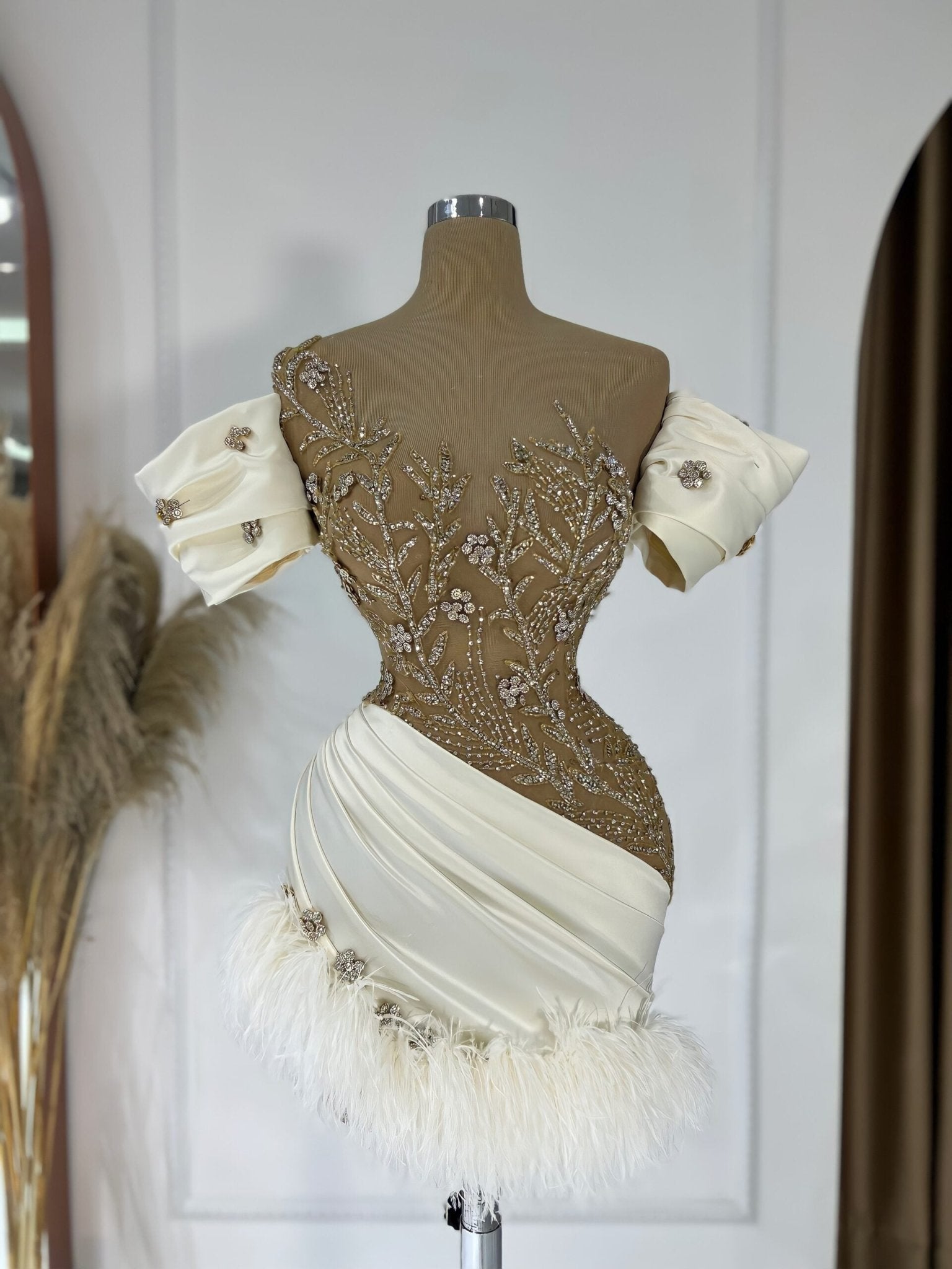 BeadsCocktail DressFeathersWomen - Blini Fashion House