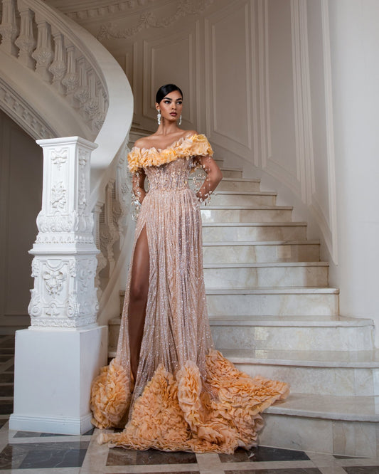 CrystalsDeep SlitLayered TulleWomen - Blini Fashion House