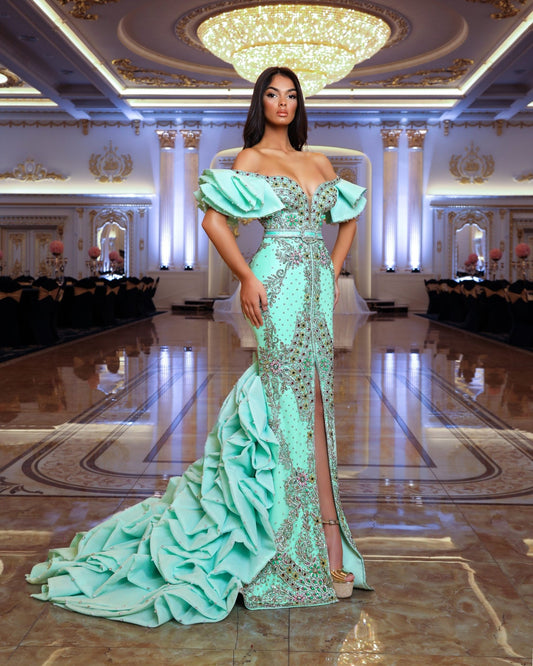 AquaDeep SlitLuxuriousWomen - Blini Fashion House