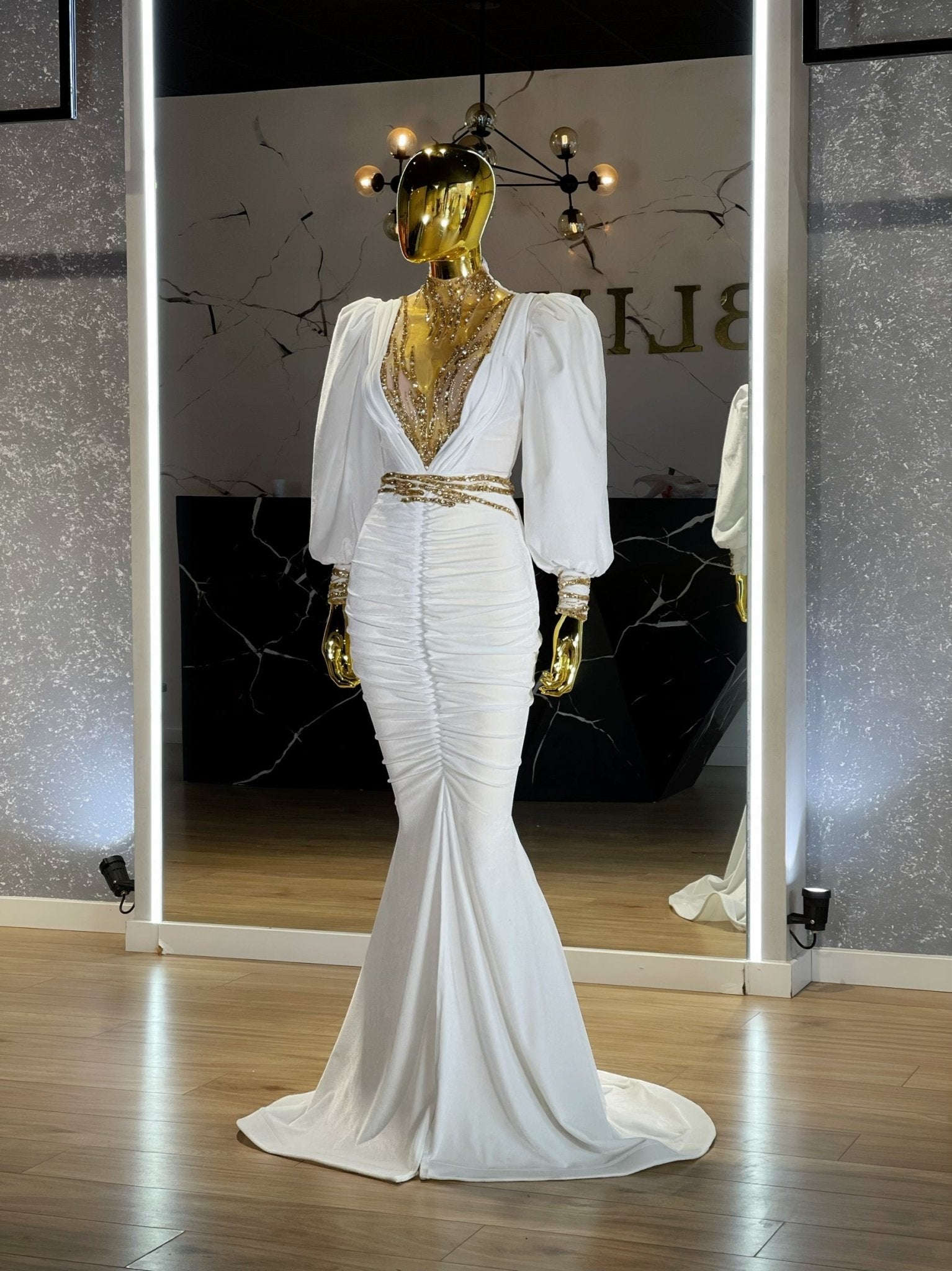 High NeckLuxuriousPuff SleevesWomen - Blini Fashion House