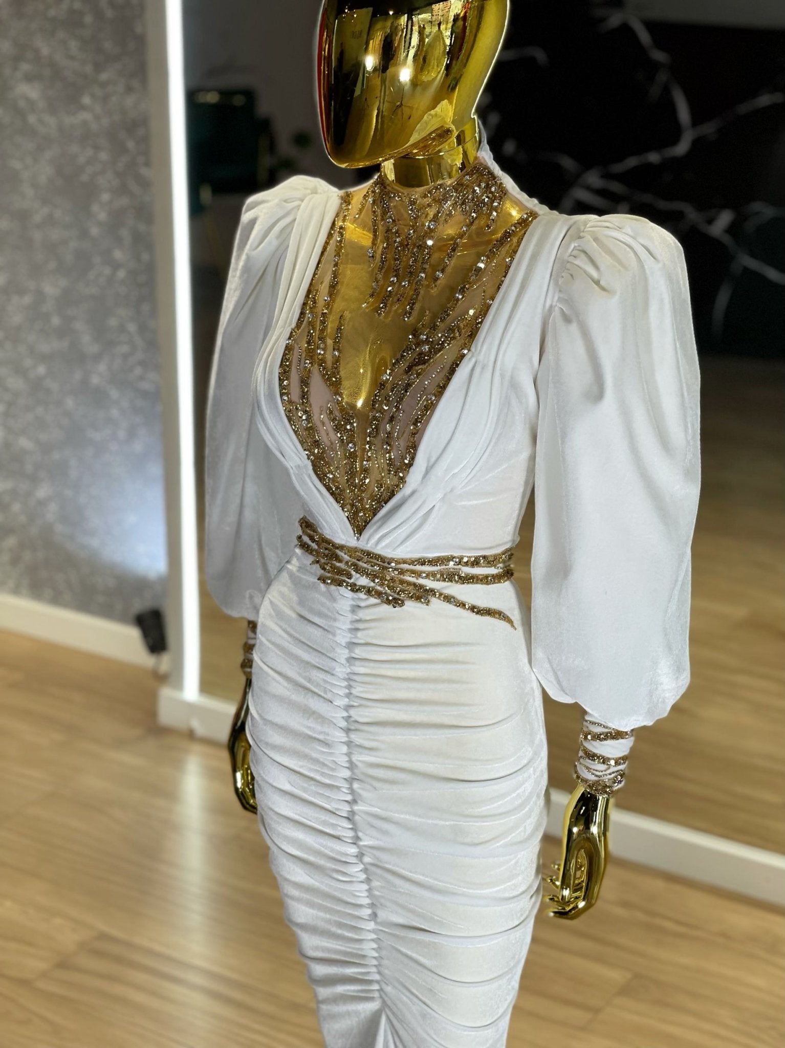 High NeckLuxuriousPuff SleevesWomen - Blini Fashion House