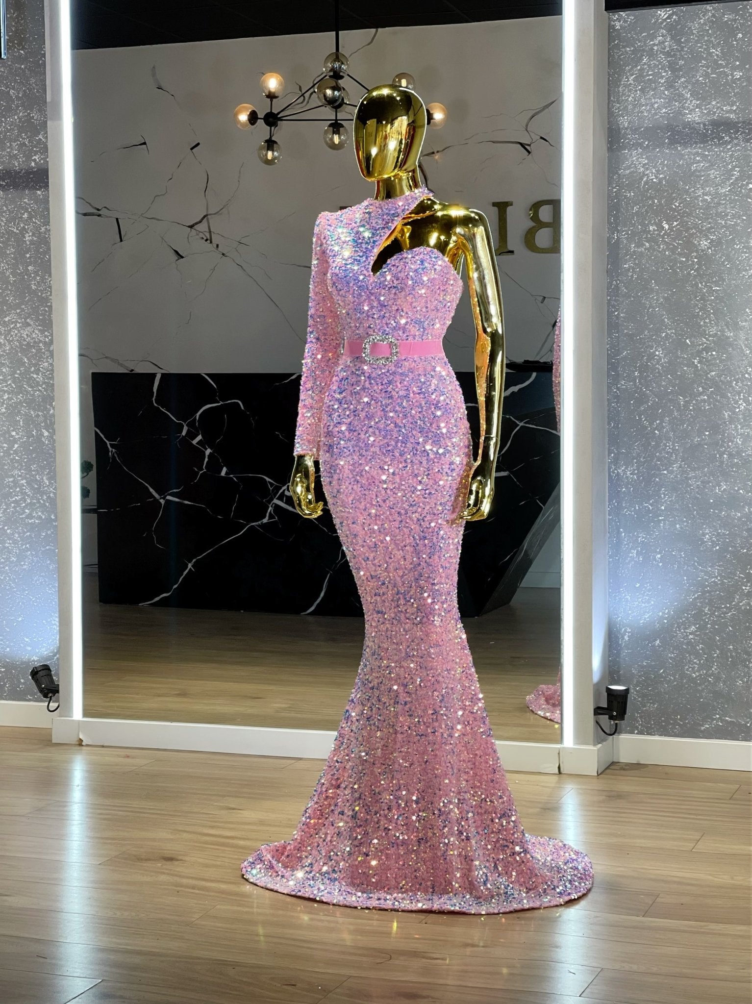 Purpo Sparkling One Shoulder Sequin Gown Blini Fashion House